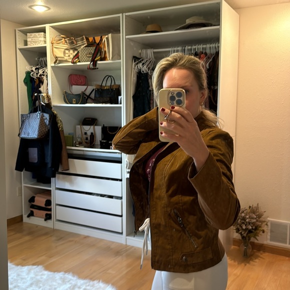 Sebby Collection Faux Suede Jacket in Brown - Picture 9 of 10